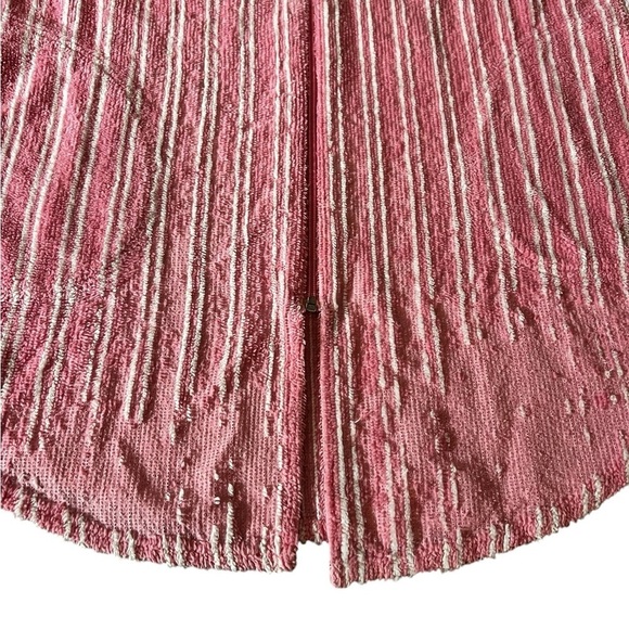 STAN HERMAN WOMEN’S TERRY CLOTH SHORT ROBE SIZE MEDIUM PINK WITH WHITE STRIPES - Picture 10 of 16
